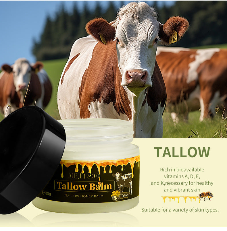 Whipped Tallow and Honey Balm for Face - Unscented Grass Fed Beef Tallow for Skin, Moisturizer Cream with Manuka Honey, Jojoba Oil, Mango Butter & Vitamin E - For Dry Skin & Body,3 pack