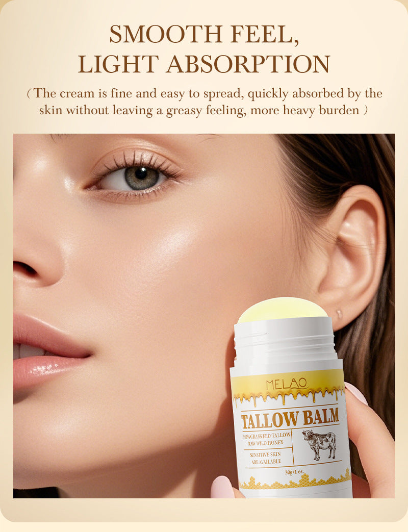 Beef Tallow for Skin, Grass Finished & Grass Fed Beef Tallow and Honey Balm Body & Face Moisturizer, Organic Beeswax and Organic Honey, Light Scent, Moisturizing Natural Formula