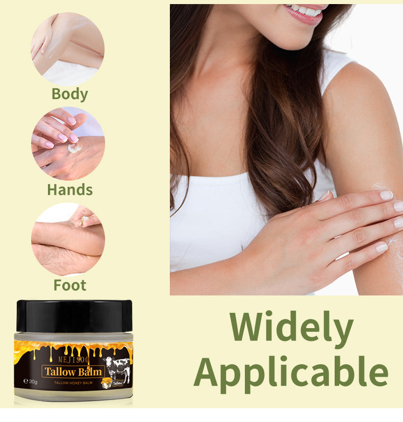 Whipped Tallow and Honey Balm for Face - Unscented Grass Fed Beef Tallow for Skin, Moisturizer Cream with Manuka Honey, Jojoba Oil, Mango Butter & Vitamin E - For Dry Skin & Body,3 pack