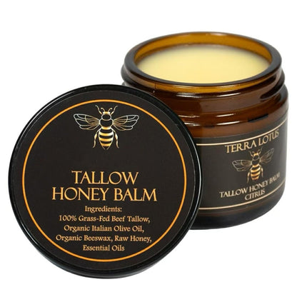 Tallow and Honey Balm for Face, Beef Tallow for Skin, Moisturizer with 100% Organic Grass-Fed Beef Tallow & Raw Wild Honey - Natural Formula for Dry & Sensitive Skin (Unscented)