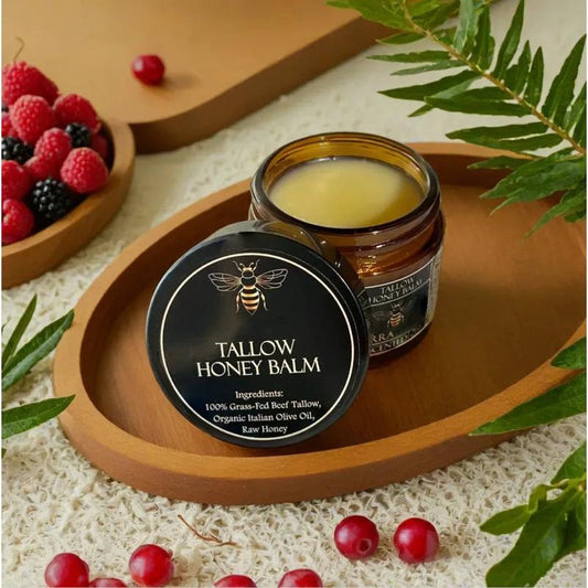 Tallow and Honey Balm for Face, Beef Tallow for Skin, Moisturizer with 100% Organic Grass-Fed Beef Tallow & Raw Wild Honey - Natural Formula for Dry & Sensitive Skin (Unscented)