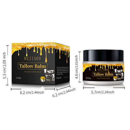 Whipped Tallow and Honey Balm for Face - Unscented Grass Fed Beef Tallow for Skin, Moisturizer Cream with Manuka Honey, Jojoba Oil, Mango Butter & Vitamin E - For Dry Skin & Body,3 pack