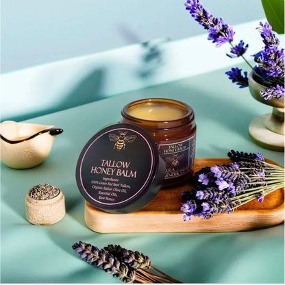 Tallow and Honey Balm for Face, Beef Tallow for Skin, Moisturizer with 100% Organic Grass-Fed Beef Tallow & Raw Wild Honey - Natural Formula for Dry & Sensitive Skin (Unscented)